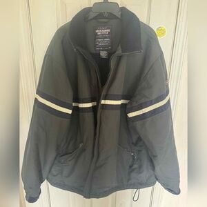 VTG 90's Abercrombie & Fitch Gray Windbreaker with Reflective Stripes (XL)